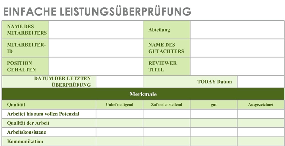 Simple Performance Review Template