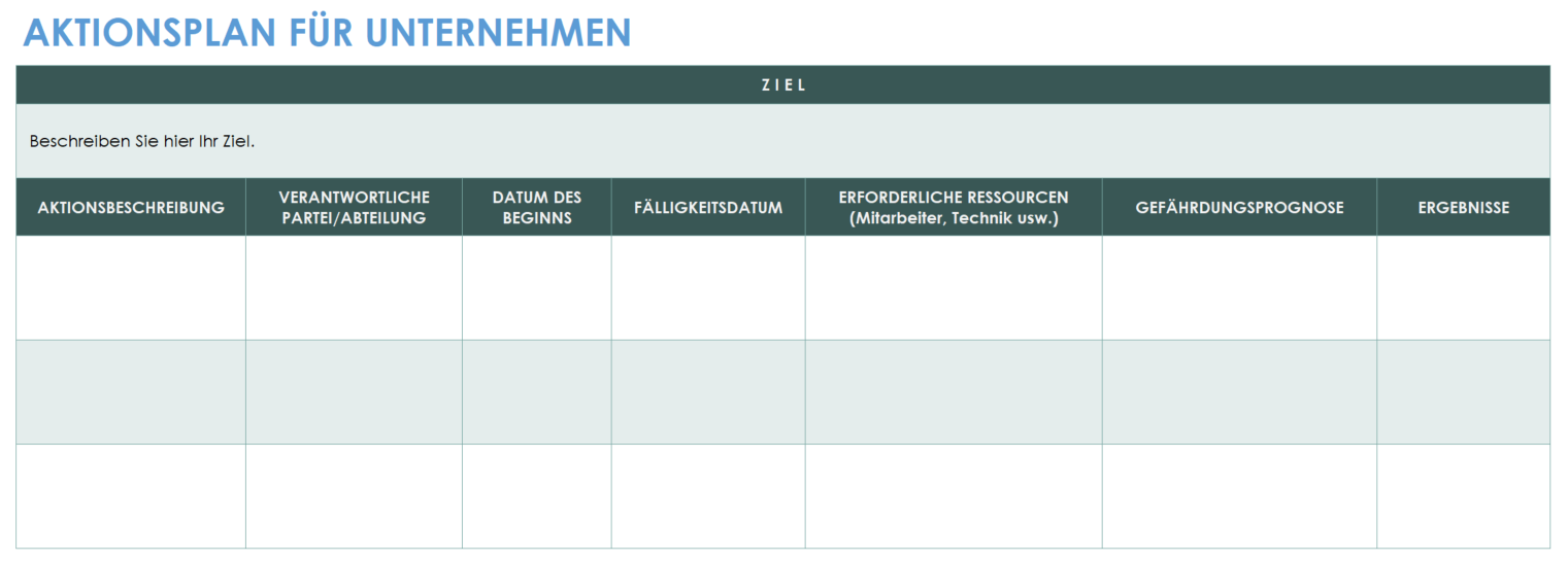  Vorlage für einen Business-Aktionsplan