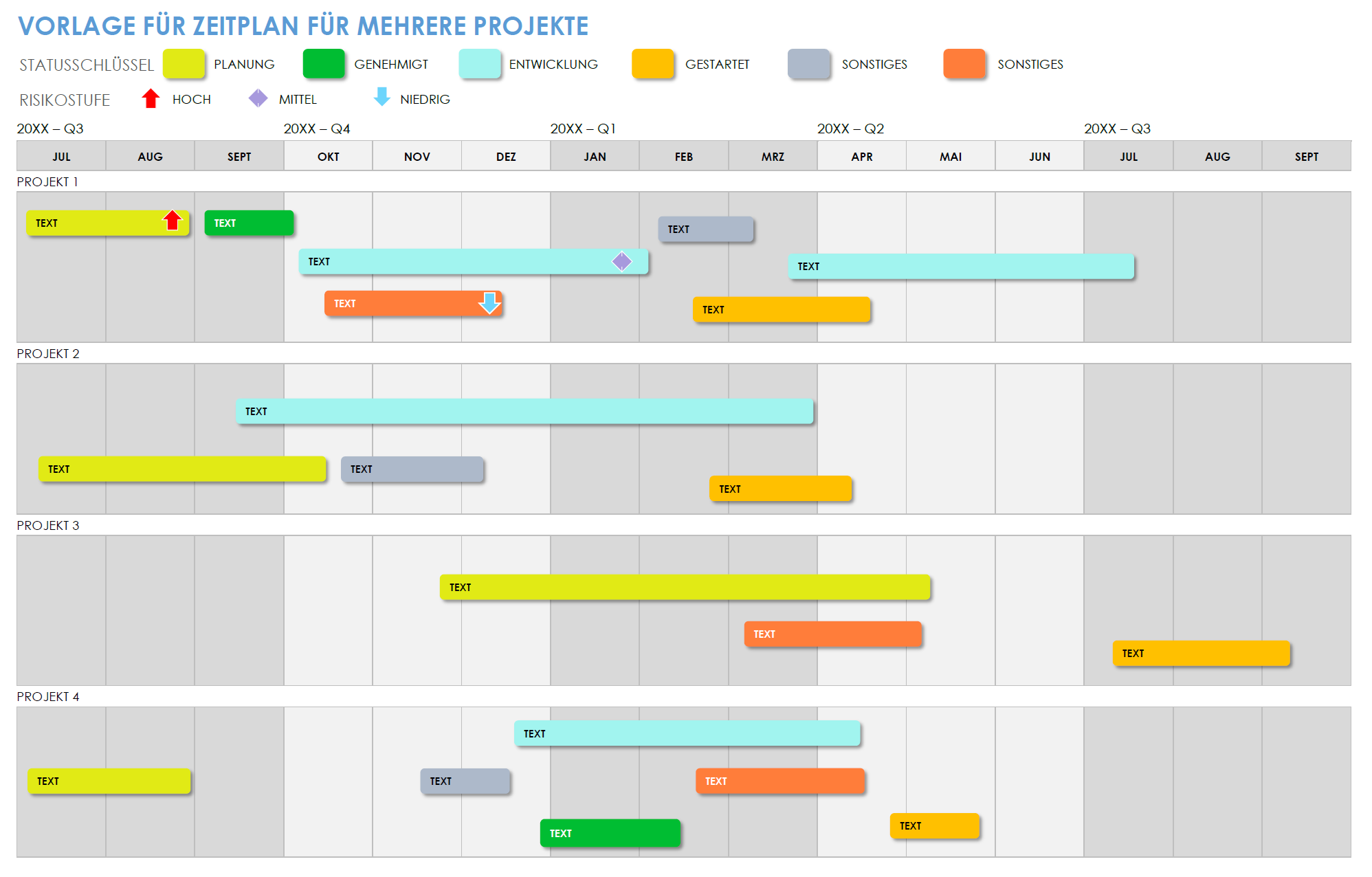  Vorlage für mehrere Projektzeitpläne