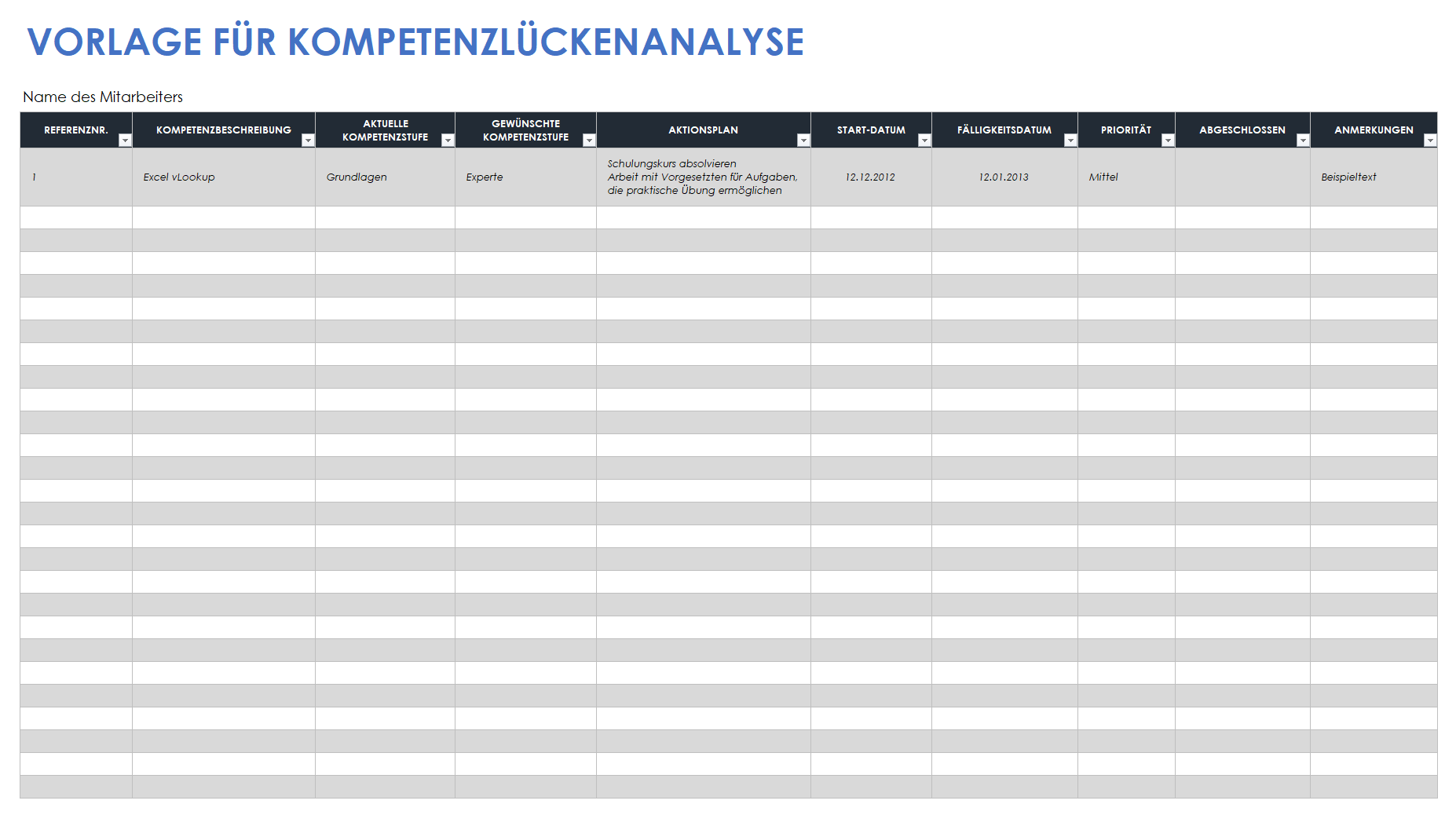 Vorlage für die Analyse von Kompetenzlücken