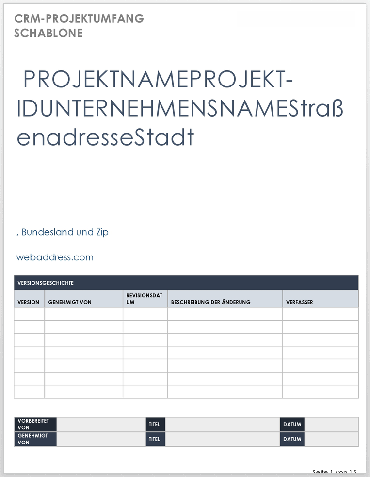 CRM-Projektumfangsvorlage