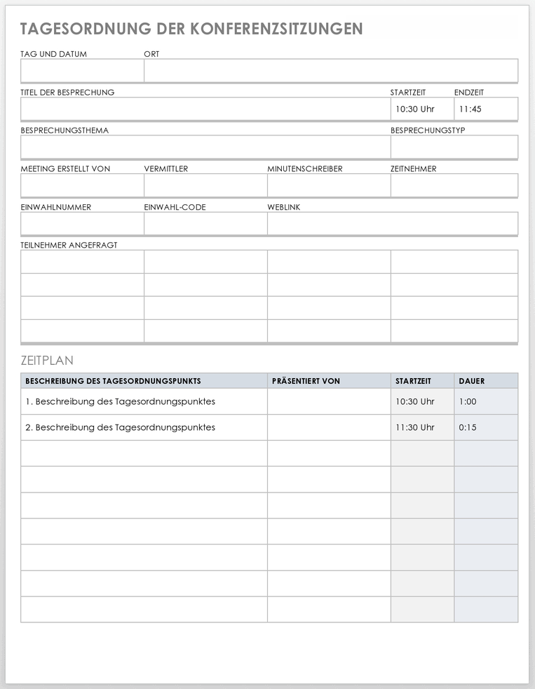 Conference Meeting Agenda Template 49539 - DE