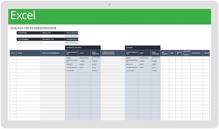 Baurisikoregister Vorlage