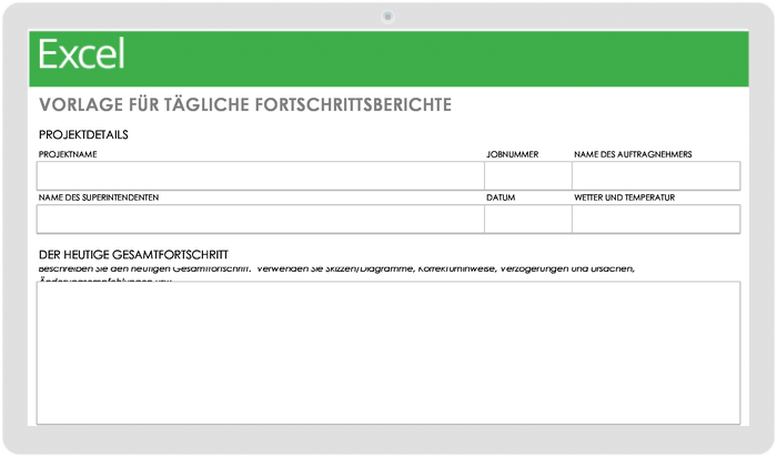 Vorlage für den täglichen Projektfortschrittsbericht