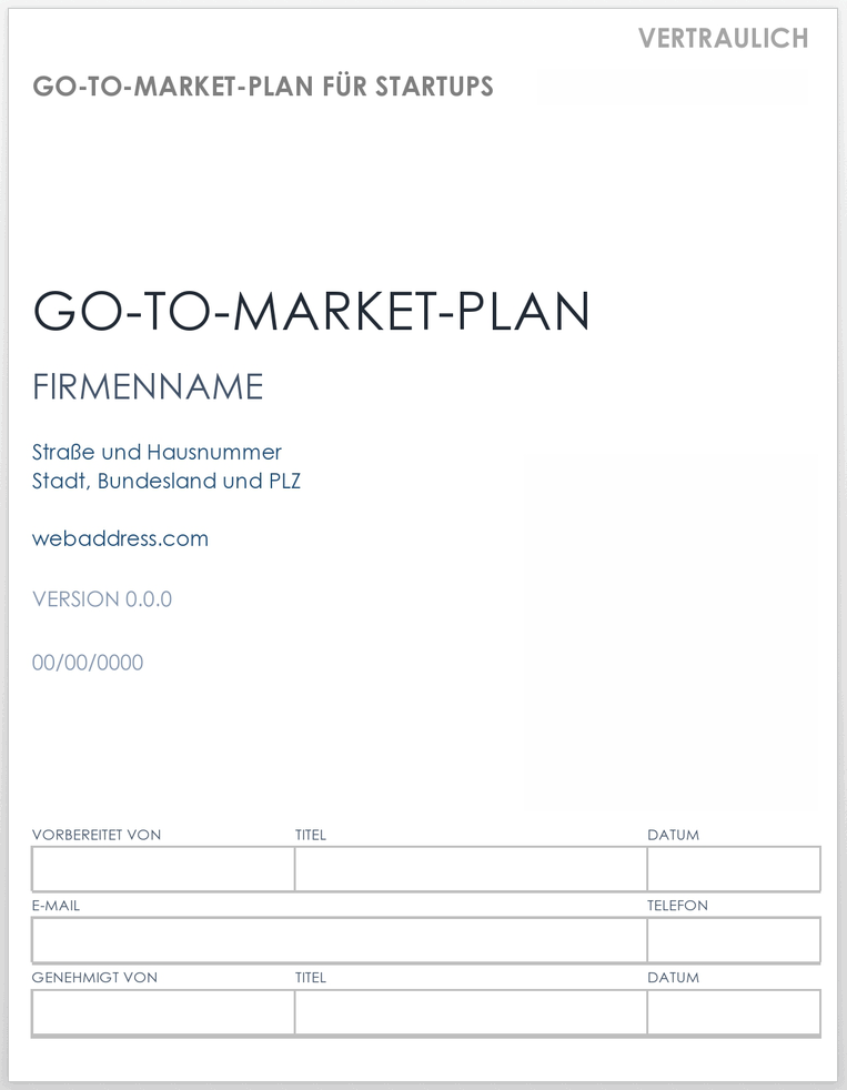  Go To Market-Plan für Startups-Vorlage