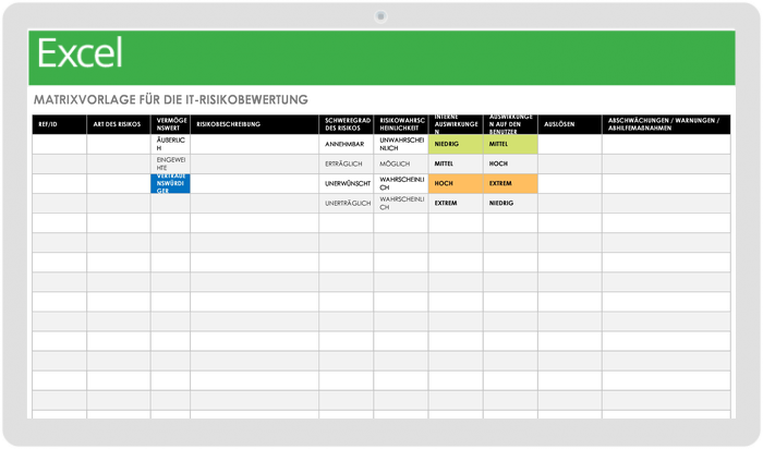 VORLAGE FÜR DIE IT-RISIKOBEWERTUNGSMATRIX