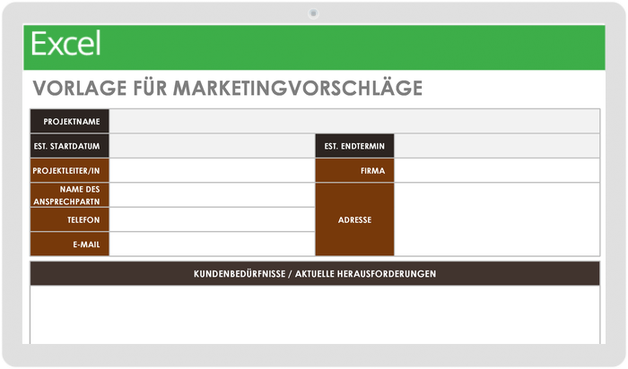 Vorlage für Marketingvorschläge