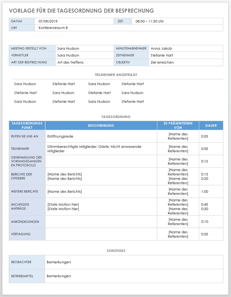 Meeting Agenda - DE