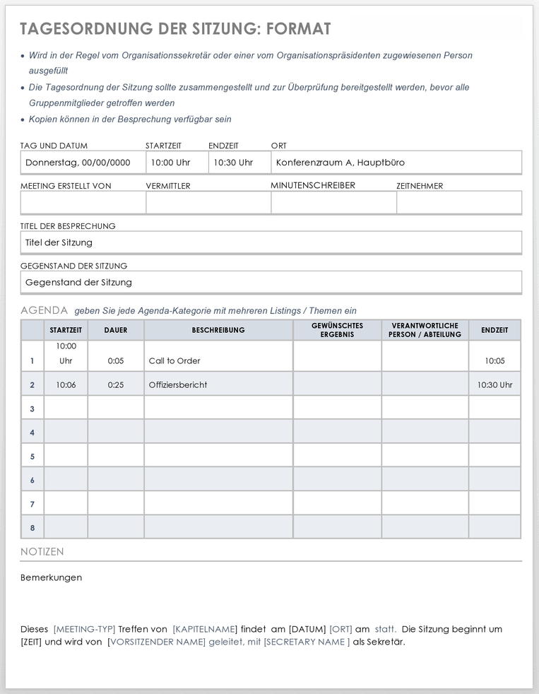 Meeting Agenda Format 49539 - DE