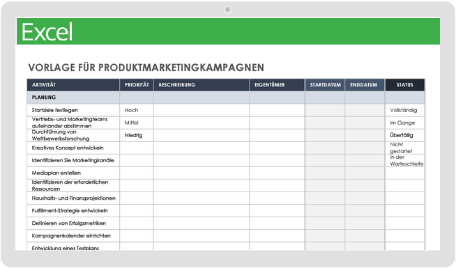 Vorlage für Produktmarketing-Kampagnen