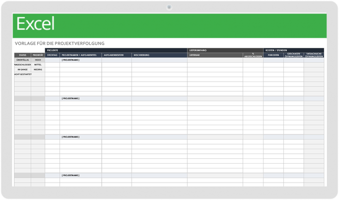 Projektverfolgungsvorlage
