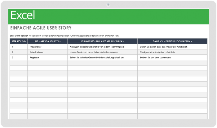  Einfache agile User-Story-Vorlage